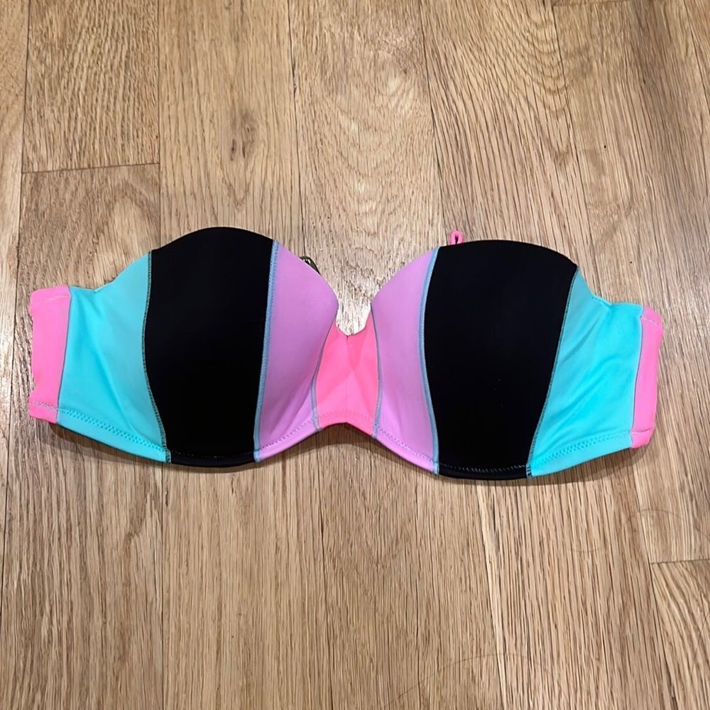 COPY - Victoria’s Secret striped strapless bra top bikini top
